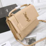Saint Laurent Sunset Medium Smooth Leather Shoulder Bag Dark Beige - Image 5