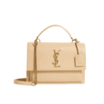 Saint Laurent Sunset Medium Smooth Leather Shoulder Bag Dark Beige