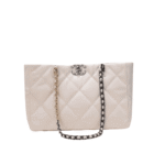 Chanel 19 East West Quilted Shopping Bag White