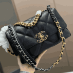 Chanel 19 Handbag Black Shiny Leather - Image 3