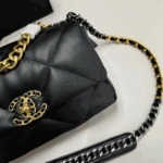 Chanel 19 Handbag Black Shiny Leather - Image 6