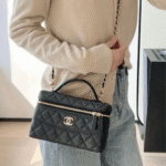 Chanel 25C Vanity with Chain Gold Hardware Black - Image 3