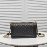 Chanel Boy Chevron Medium Handbag Black with Gold Hardware - Image 2