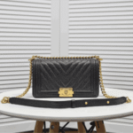 Chanel Boy Chevron Medium Handbag Black with Gold Hardware - Image 5