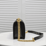Chanel Boy Chevron Medium Handbag Black with Gold Hardware - Image 4