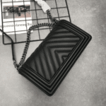 Chanel Boy Chevron Medium Handbag Black with Silver Hardware - Image 5