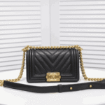 Chanel Boy Chevron Small Handbag Black with Gold Hardware - Image 7