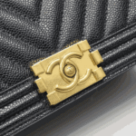 Chanel Boy Chevron Medium Handbag Black with Gold Hardware - Image 7
