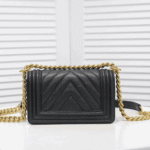 Chanel Boy Chevron Small Handbag Black with Gold Hardware - Image 8