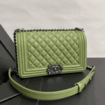 Chanel Boy Medium Handbag Metallic Olive - Image 2