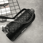 Chanel Boy Medium Leather Handbag Black - Image 7