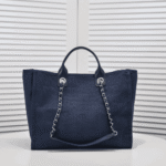 Chanel Deauville Shopping Tote Dark Blue - Image 4