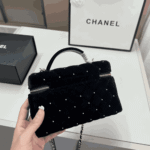 Chanel Vanity with Chain Velvet Diamanté Black - Image 2