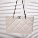 Chanel 19 East West Quilted Shopping Bag White - Image 6