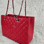 Chanel Grand Shopping Tote Red with Silver-Tone Hardware - Image 3