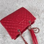 Chanel Grand Shopping Tote Red with Gold-Tone Hardware - Image 3