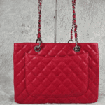 Chanel Grand Shopping Tote Red with Silver-Tone Hardware - Image 4