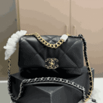 Chanel 19 Handbag Black Shiny Leather - Image 9