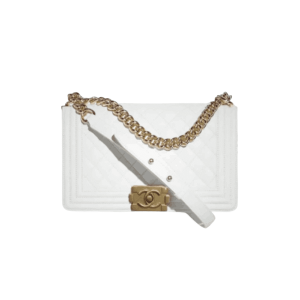 Chanel Large Boy Handbag White
