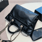Chanel Large Deauville Shopping Bag Black - Image 5