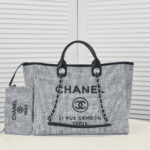 Chanel Large Deauville Tote Bag Bicolor Gray - Image 7