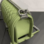 Chanel Boy Medium Handbag Metallic Olive - Image 11