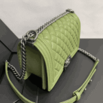 Chanel Boy Medium Handbag Metallic Olive - Image 5