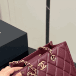 Chanel Small Shopping Bag Burgundy Gold-Tone Hardware - Image 4