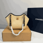 Chanel Small Shopping Bag Braided Raffia-Effect Canvas Beige - Image 3