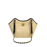 Chanel Small Shopping Bag Braided Raffia-Effect Canvas Beige