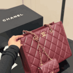Chanel Small Shopping Bag Burgundy Gold-Tone Hardware - Image 5