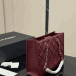 Chanel Small Shopping Bag Burgundy Gold-Tone Hardware - Image 6