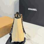 Chanel Small Shopping Bag Braided Raffia-Effect Canvas Beige - Image 6
