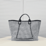 Chanel Large Deauville Tote Bag Bicolor Gray - Image 9