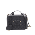 Chanel Vanity Case Filigree Black Gold-Tone Metal