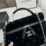 Chanel Vanity with Chain Velvet Diamanté Black - Image 5