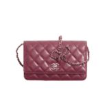 Chanel Wallet On Chain Burgundy Gold-Tone Metal