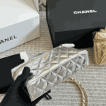Metallic Silver Vanity Case With Chain - Image 2