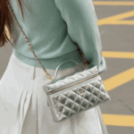 Metallic Silver Vanity Case With Chain - Image 3