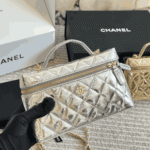 Metallic Silver Vanity Case With Chain - Image 5