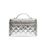 Metallic Silver Vanity Case With Chain