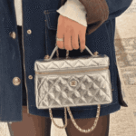 Metallic Silver Vanity Case With Chain - Image 9