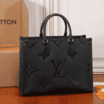 Onthego MM Tote Bag Black Embossed Grained Leather - Image 2