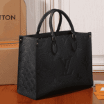 Onthego MM Tote Bag Black Embossed Grained Leather - Image 3