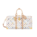Louis Vuitton x Takashi Murakami Keepall Bandoulière Monogram White